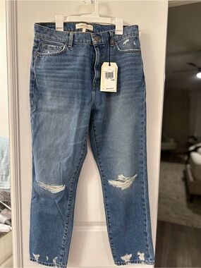Current/Elliott Medium Blue Boyfriend Ripped Jeans